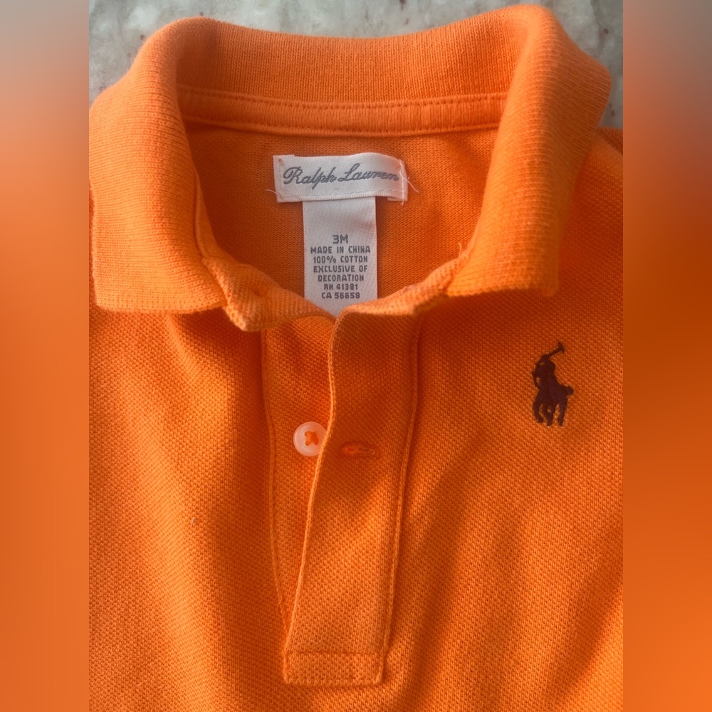 Infant RL polo onsie.